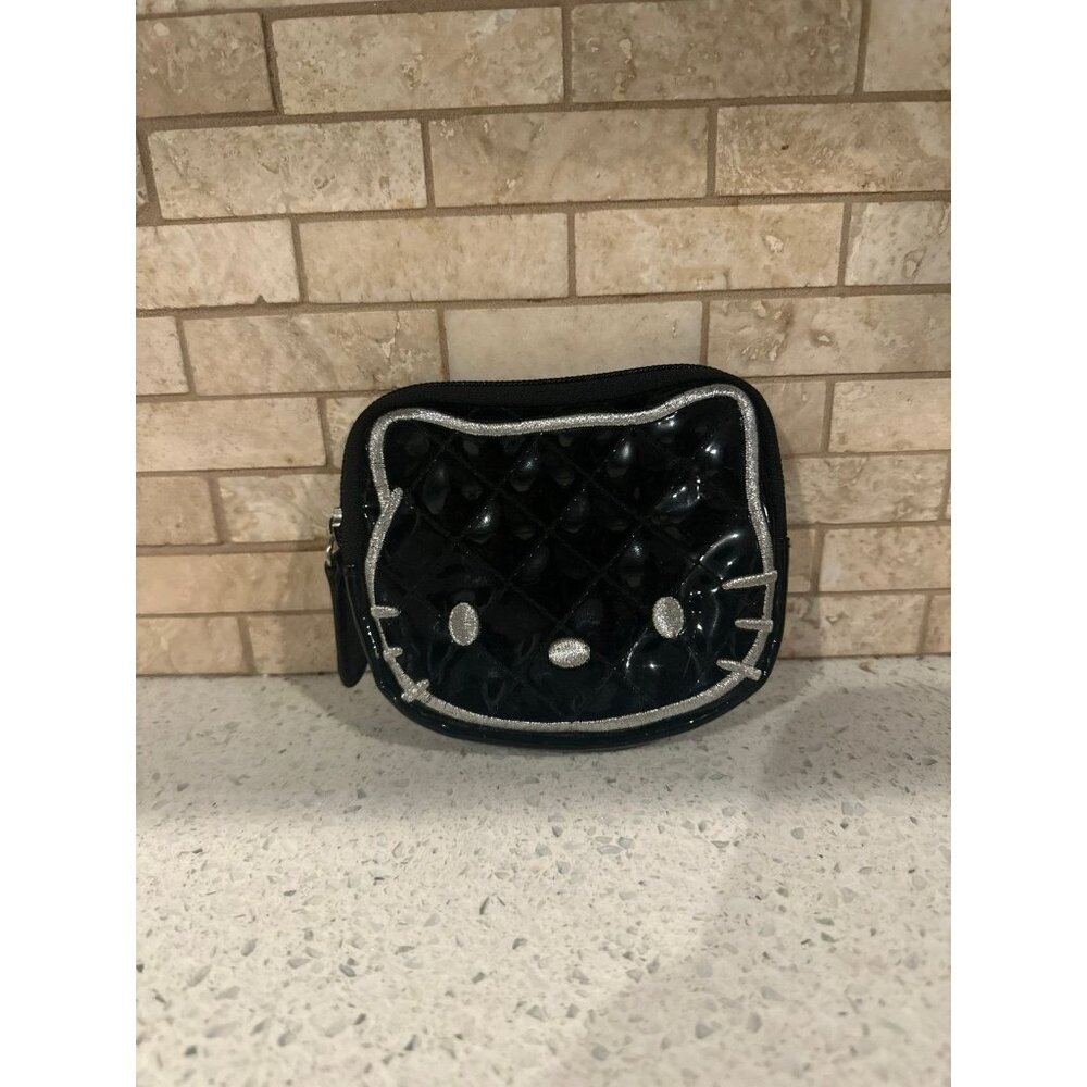 Rare Loungefly Hello Kitty Sanrio Black Quilted Makeup Zip Pouch/ Clutch